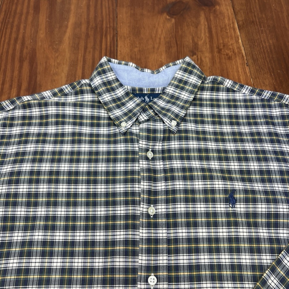 Ralph Lauren Custom Fit Plaid Button Down Shirt Men's XL Blue Green Yellow - Picture 5 of 16